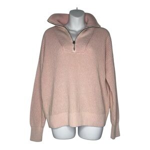 Faherty Women's Pink Half-Zip Sweater